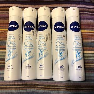 lot of 5 discontinued NIVEA FRESH NATURAL scent 48 hr deodorant spray cans